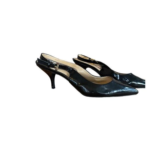 Michael Kors Womens Black Kelsey Kitten Pointed Toe Slingback Pump High Heel 9.5 - Picture 5 of 9